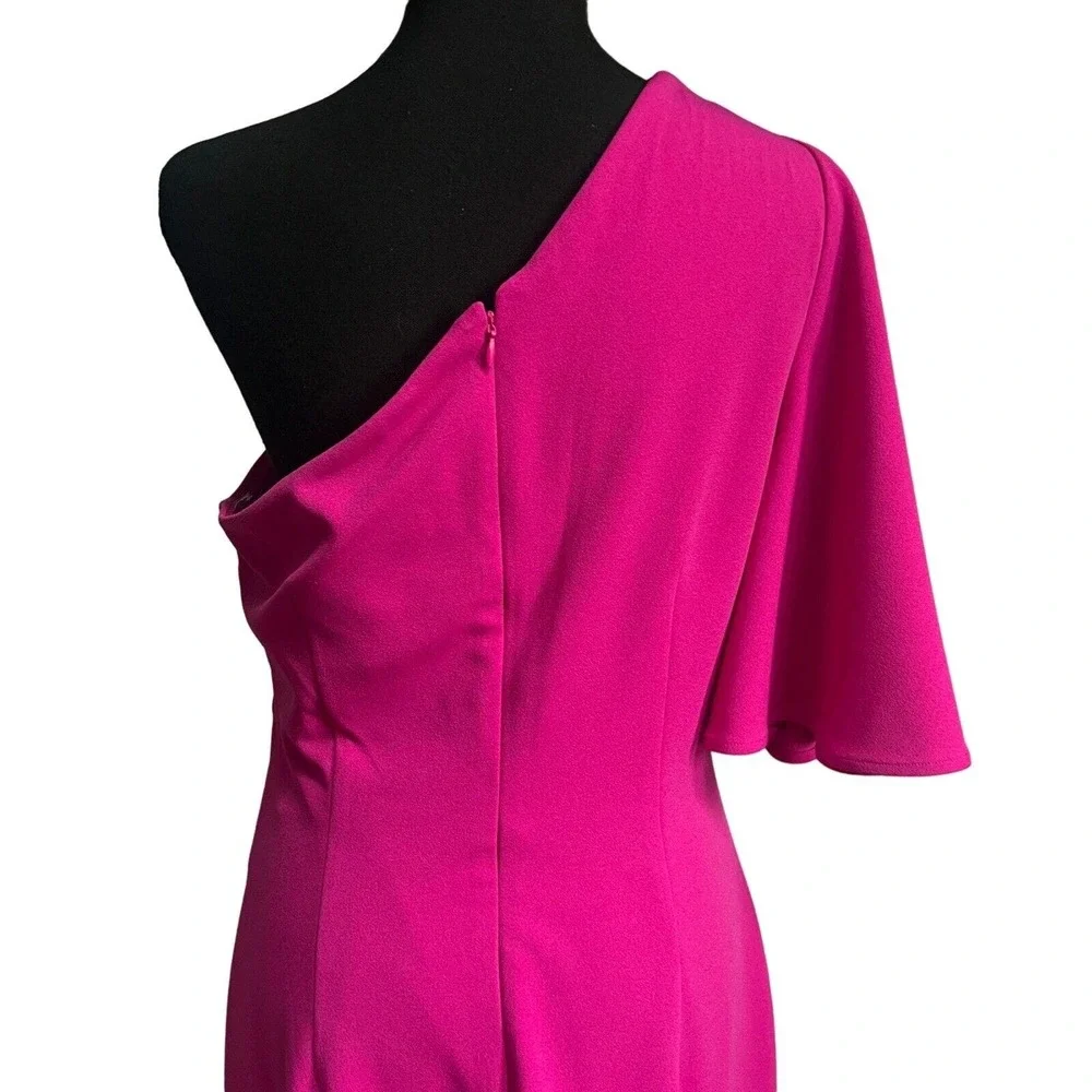 Badgley Mischka Hot Pink One-Shoulder Mini Dress